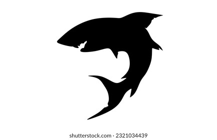 Shark silhouette vector, black shark, shark logo, shark design, template.