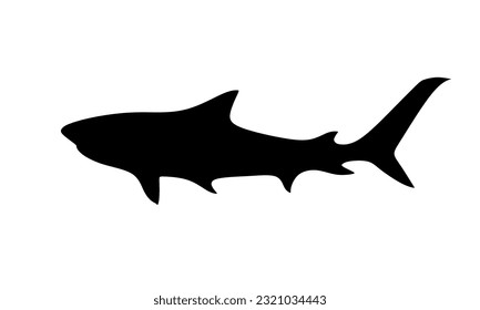 Shark silhouette vector, black shark, shark logo, shark design, template.