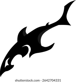 Vector de silueta de tiburón en blanco para el logotipo.