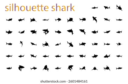 shark silhouette vector illustration collection