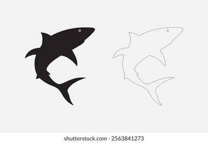 Shark Silhouette Vector Illustration Isolated on white background
