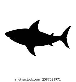 shark silhouette vector on white background, one side.