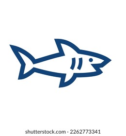 Shark simple line icon logo vector design, modern logo mascot pictogram design of sea predator
