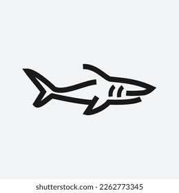 Shark simple line icon logo vector design, modern logo mascot pictogram design of sea predator
