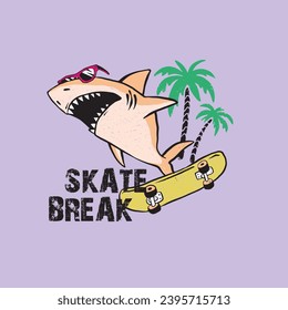 Shark Skate Break Vector for Boys