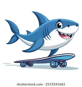 Shark Skateboarding Desenho animado isolado ilustração