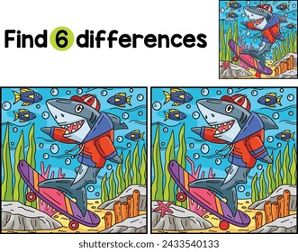 Shark Skateboarding Find The Differences