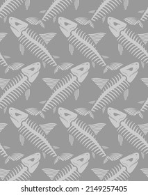 Shark skeleton pattern seamless. fish skull background. fish bones texture