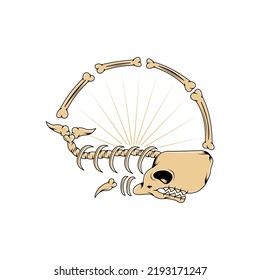 shark skull illustration design black background