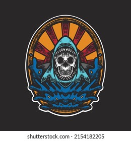 Shark and Skull Vintage Illustrations