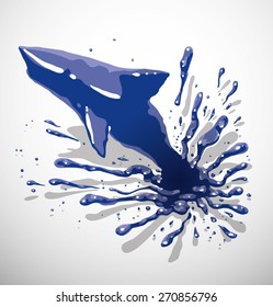 Shark from slash of water, vector