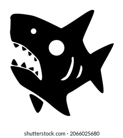 Shark small stencil black, vector illustration, horizontal, isolated
