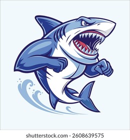 shark smile with sunglass, cute animal cartoon illustration
