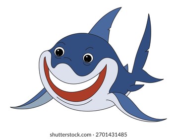 Tiburón sonriendo aislado en un fondo blanco