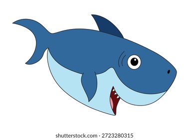 Un tiburón sonriendo aislado en un fondo blanco
