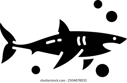 Shark solid glyph vector illustration