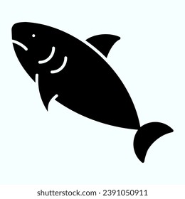 Shark solid icon. Sea predator illustration isolated on white. Shark logo glyph style design, designed for web and app. Eps 10