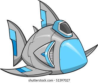 Shark SpaceShip Vector Illustration