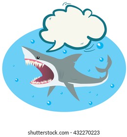 shark with speech bubble cartoon