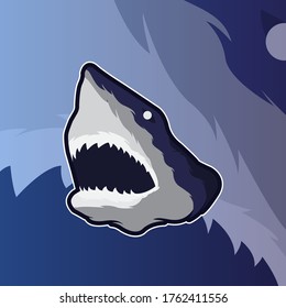 Shark sport mascot logo design template for badge,  emblem, thirt