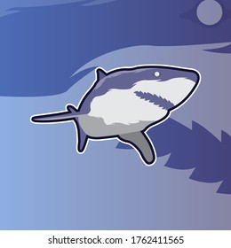 Shark sport mascot logo design template for badge,  emblem, thirt