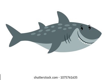 Shark spotted sea animal cartoon icon isolated on white background, vector illustration