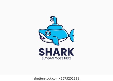 Shark Submarine Logo. Vector Illustration