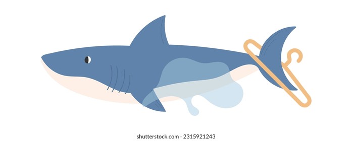 Shark Suffer From Waste Vector Illustration