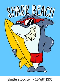 Shark Surfboard On Beach Stock Vector (Royalty Free) 1846841332 ...