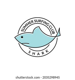 shark surfing club vintage logo design