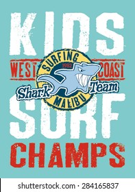Shark surfing team - Vector artwork for children wear in custom colors