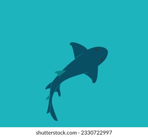 Los tiburones nadan en el agua, con vistas al cielo. Ilustración vectorial.