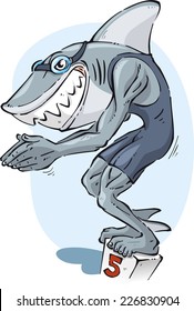 Shark in swimmer  in swimming competition illustration