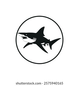 Shark Swimming In Minimalist Design