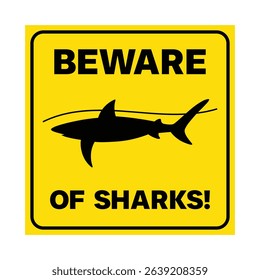 Shark swimming road sign template, Vector illustration beware sharks symbol