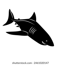 shark swimming silhouette on a white background vector