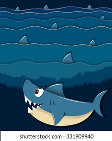 Shark swimming under the sea illustration