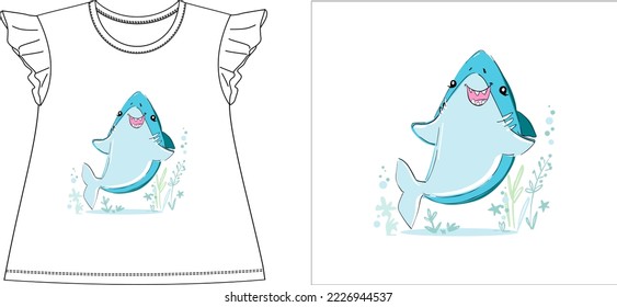 shark t shirt graphic design vector illustration digital file