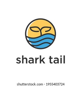 shark tail vector logo icon dolphin whale ocean sea cartoon character symbol illustration doodle