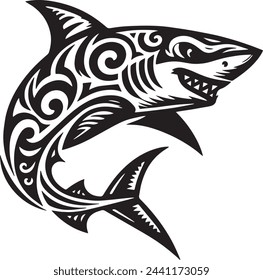 Shark tattoo with ethnic polynesian tribal elements