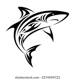 Shark tattoo with ethnic polynesian tribal elements