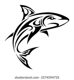 Shark tattoo with ethnic polynesian tribal elements