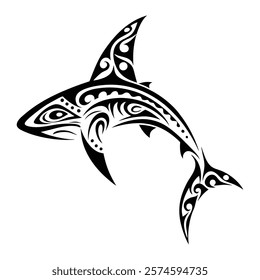 Shark tattoo with ethnic polynesian tribal elements