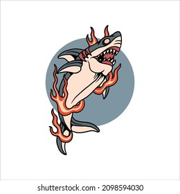 Shark Tattoo Illustration Vector Design