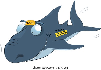 Shark of a taxi. Cartoon