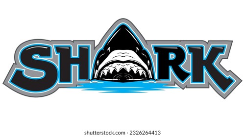 Shark Team Symbol, Massive Great White Shark Illustration