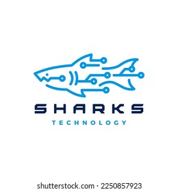shark tech technology logo vector icon illustration