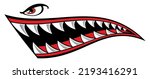 Shark teeth car decal angry Flying tigers bomber shark mouth motorcycle fuel tank sticker vector graphic