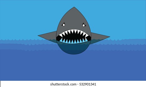 shark with teeth front view vector