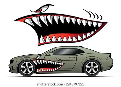 Shark teeth and jaws Sticker funny Car and Truck Decal eps 10 vector image graphic